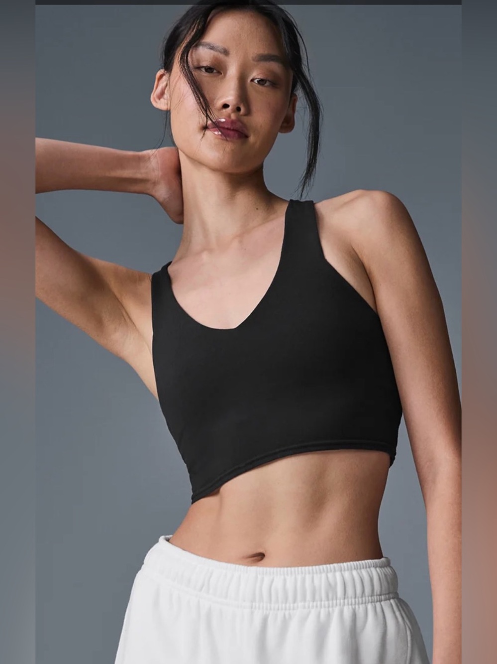 Alo Airbrush Real Bra Tank Black Small athletic gym workout sports bra